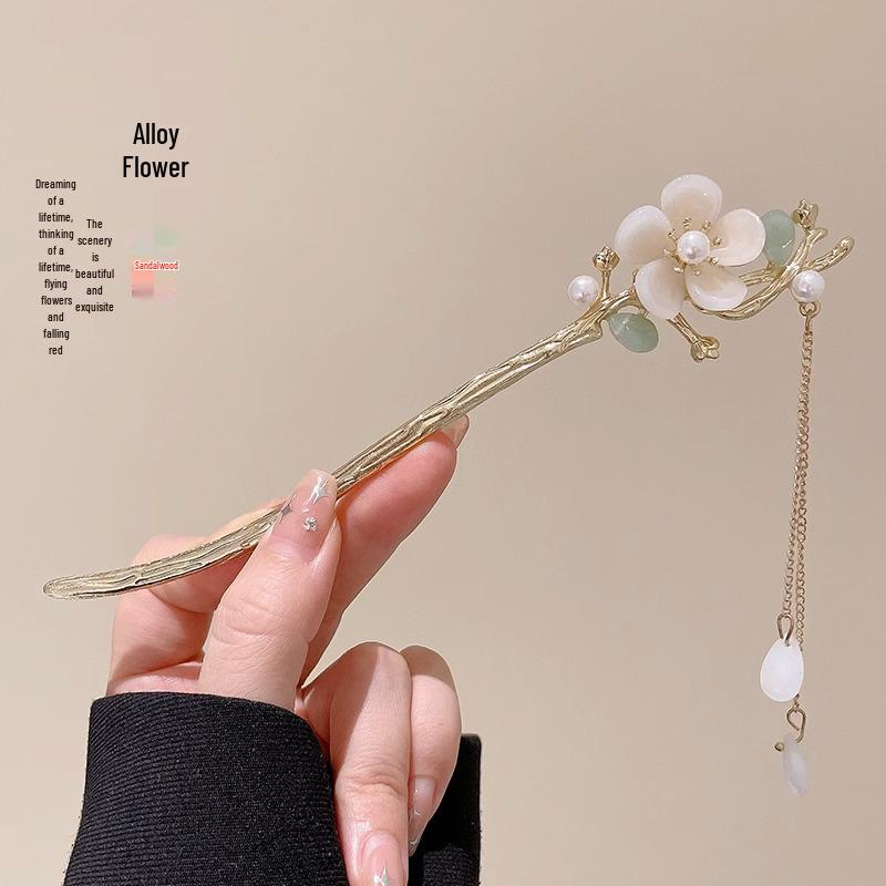 Vintage Tassel Alloy Wooden Hairpin for Women - Elegant Retro Updo Accessory