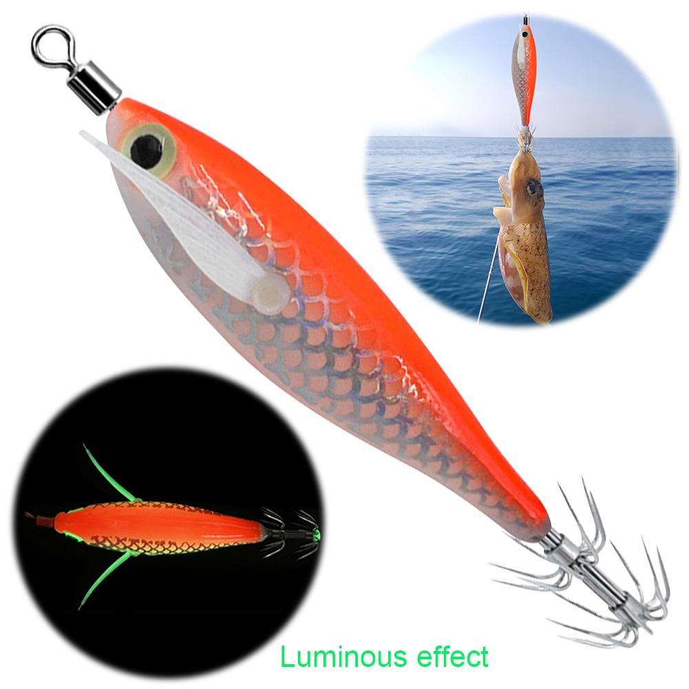 5-20pcs Luminous Squid Jigs Luminous Squid Hook Cuttlefish Attracting Lure Double Hook Squid Jigs Lure Luminous Wood Shrimp Lure