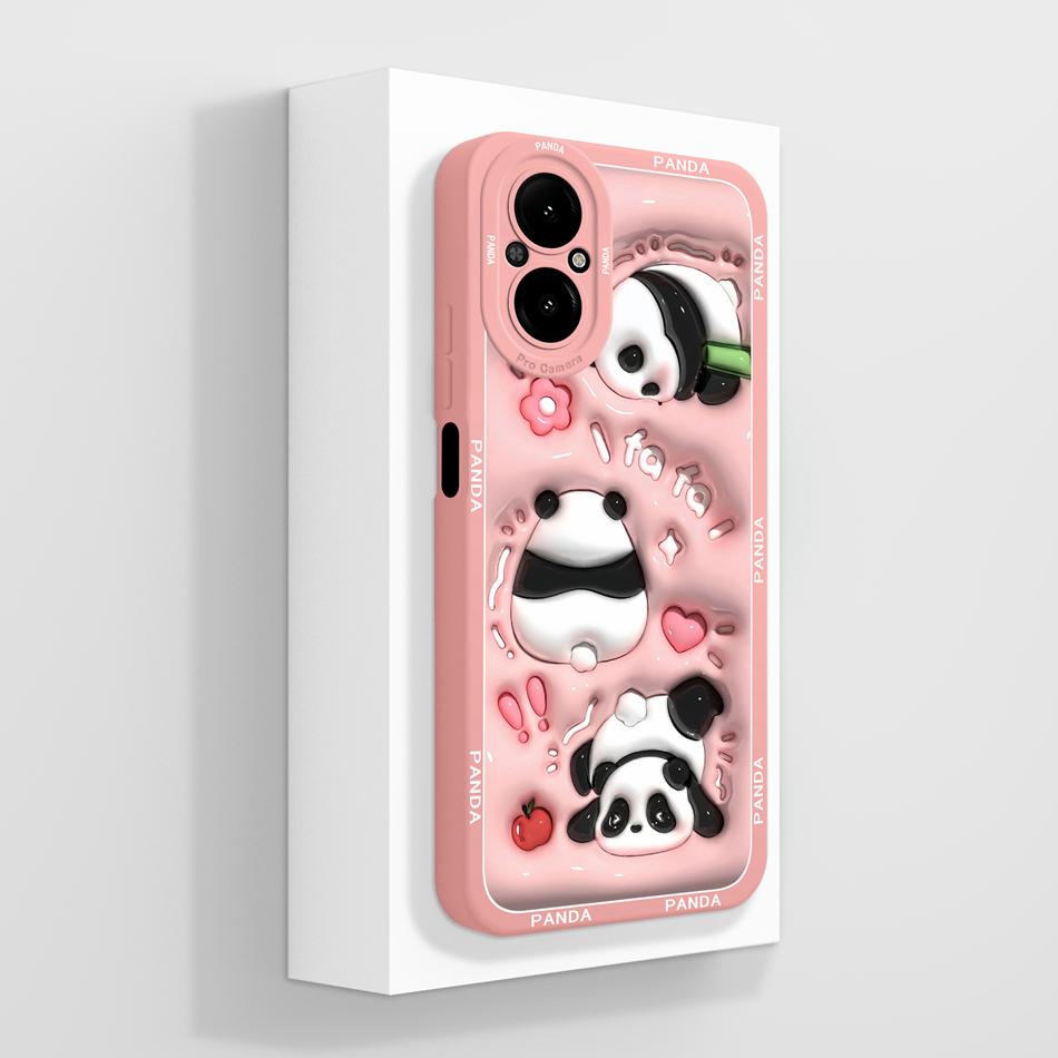 Cute Panda Case For Realme C67 Phone Housing For OPPO Realme C 67 4G 5G Back Cover Soft Smooth Liquid Silicone Camera Protector
