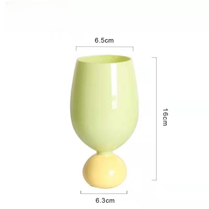 Modern Middle Ancient Cream Color Red Wine Glass Simple Tulip Fresh Ins Milk Drink Juice Cup Household Tall Water Cup