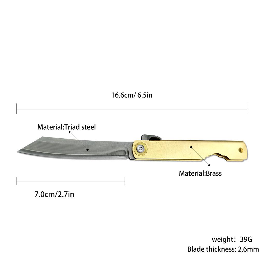 Mini Higonokami Folding Pocket Knife Small Kitchen Knives Sharp Steel Blade Brass Handle Meat BBQ Knives Vegetable Fruits Knife