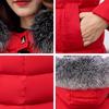 Women Winter Hooded Fur Collar Jacket Coat Parka Thicken Warm Long Chaqueta Slim Zipper Pocket Solid Color