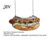 Lightweight Window Ornaments Hot Dog Stained Glass Acrylic Suncatcher, Colorful Retro Hanging Ornament with Modern Shop Soft Furnishings Metal Chain,