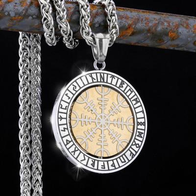 316L Edelstahl Anhänger Wikinger Edelstahl Wikinger Rune Kompass Amulett Vintage Anhänger