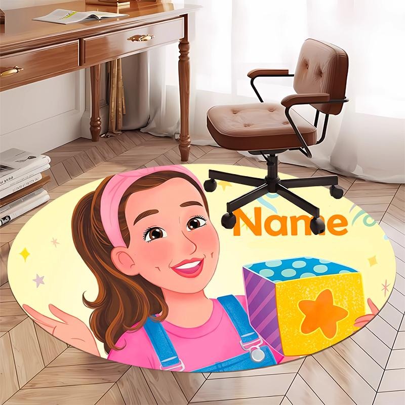 Custom Name Ms. Rachel Printed Round Rug Carpet Chair Rug Area Rug Entryway Doormats,for Office Chair Living Room Bedroom Kitchen Room.