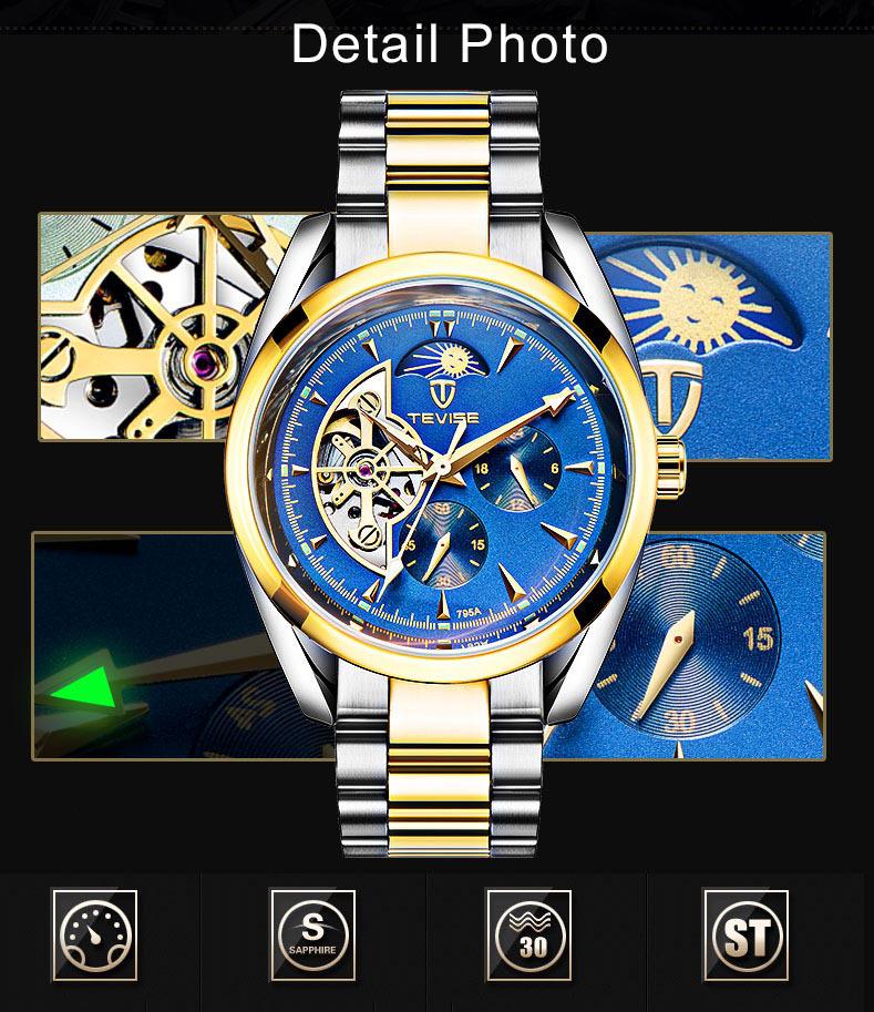 Duke of Lorraine Skeleton Mechanical Watch: Multi-Function, Luminous, Waterproof, Casual Business Steel Band