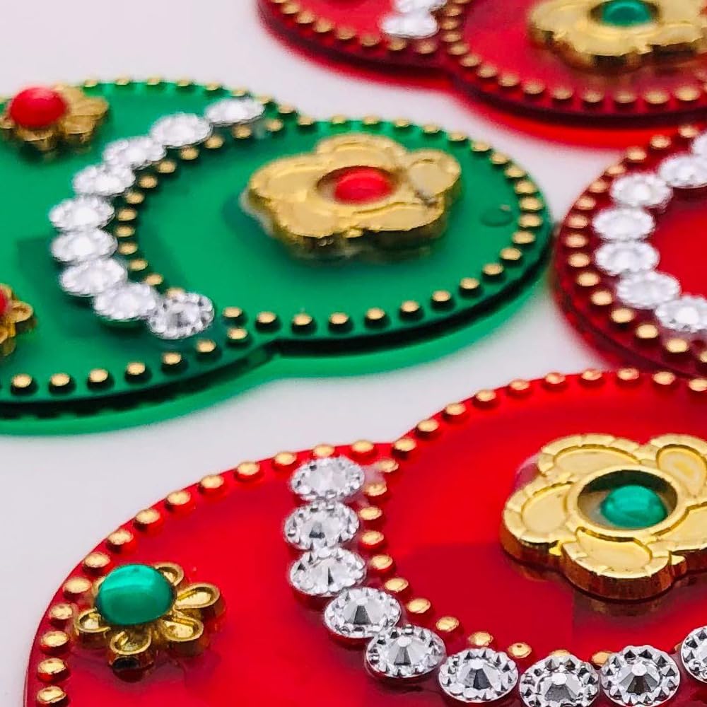 RSINC Acrylic Decorative Diwali Rearrangeable Rangoli for Floor, Wall, Table Rangoli7 Pieces Re-Useable Kundan Baby Rangoli Acrylic Baby Rangoli