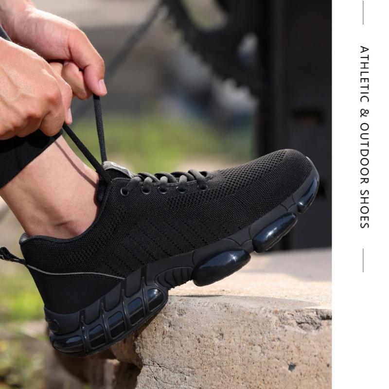 Steel Toe Protective Men's Safety Shoes Breathable Puncture Resistant Reinforced Sole Men's Work Shoes Men's Fashion Sneaker