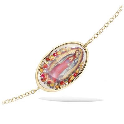 [R3849] – Vergoldetes, mehrfarbiges Armband „Jungfrau Maria“ – 18 x 12 mm