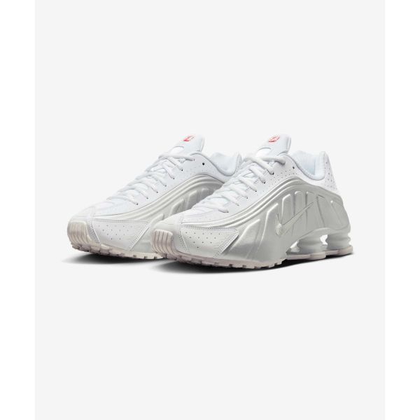 Nike Shox R4 Beyaz Metalik Gümüş 2024 Erkek Spor Ayakkabı Parlak-Kırmızı HQ1988-101
