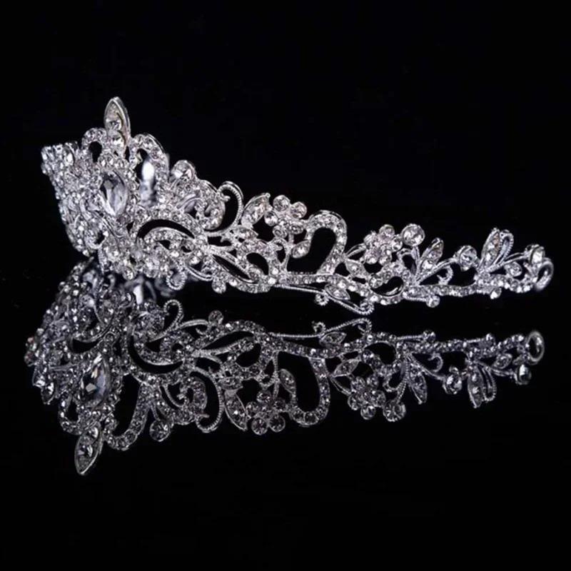 Women Elegant Fashion Bridal Princess Austrian Crystal Wedding Crown Veil Hair Pins Accessories Creative Gifts Fashion Decor