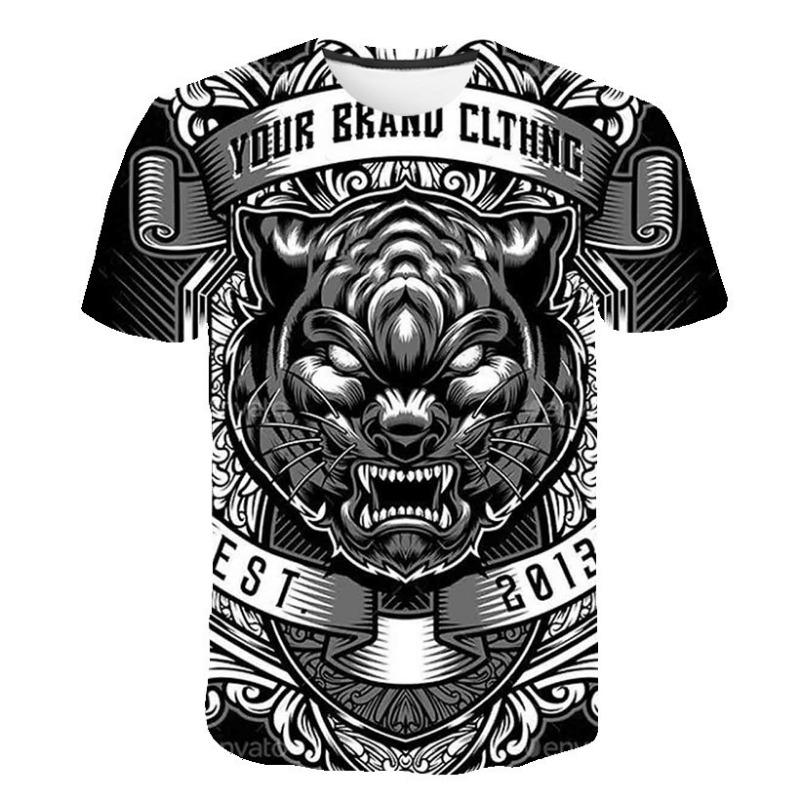 Summer New Cartoon Colorful Fox Dog 3D Digital Printed T-shirt Men's Short Sleeved T-shirt