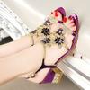 Fashion 2025 New Fashion Sandals Ladies High And Low Heel Sandals Leather Women'S Sandals With Diamonds Outdoor Ladies Beach Shoes