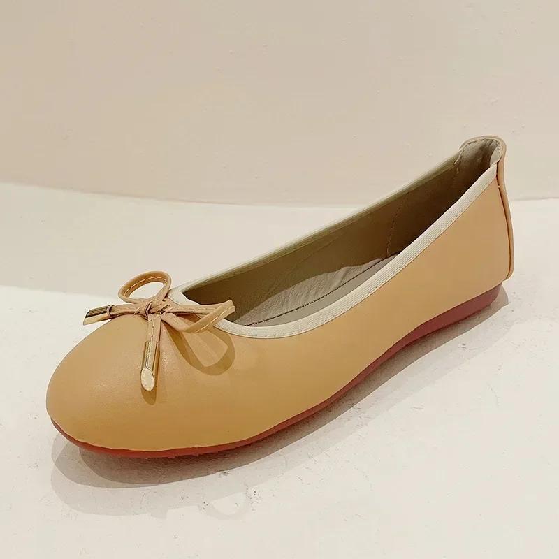 Ladies Single Shoes Bowtie Flats Patent Leather Loafers Women Round Toe Roll-Up Shoes Woman Bridesmaid Flats Zapatillas Mujer