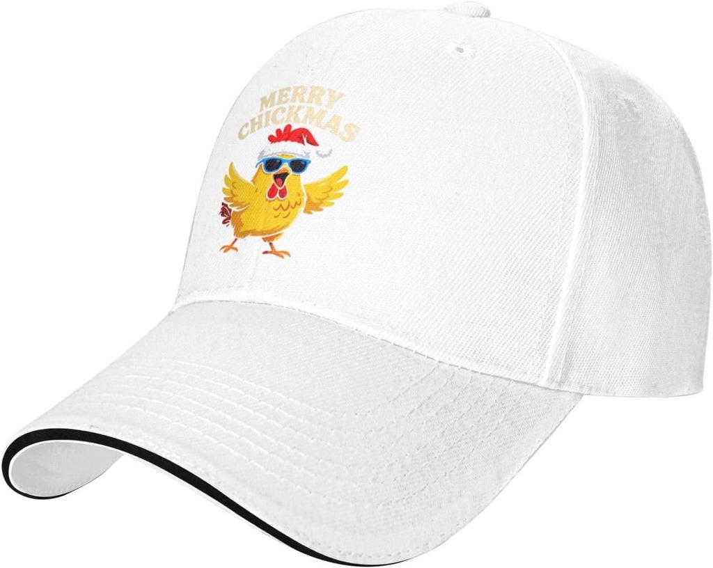 Merry Chickmas Chicken Funny Baseball Cap Cool Holiday Themed Washed Sports Hat Adult Unisex