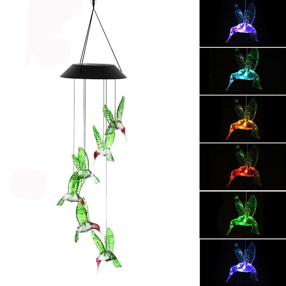 Cute Solar Wind Chime Hanging Colorful Gradient Hanging Solar Lights Auto on/Off Landscape Lamp Solar Butterfly Light Courtyard