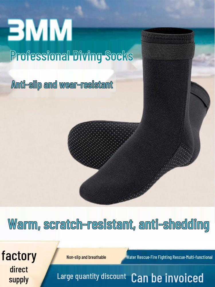 Professional Non-Slip Diving Socks - 3mm & 5mm Thick, Wear-Resistant, Cut-Resistant, Mid-Calf for Surfing & Wading