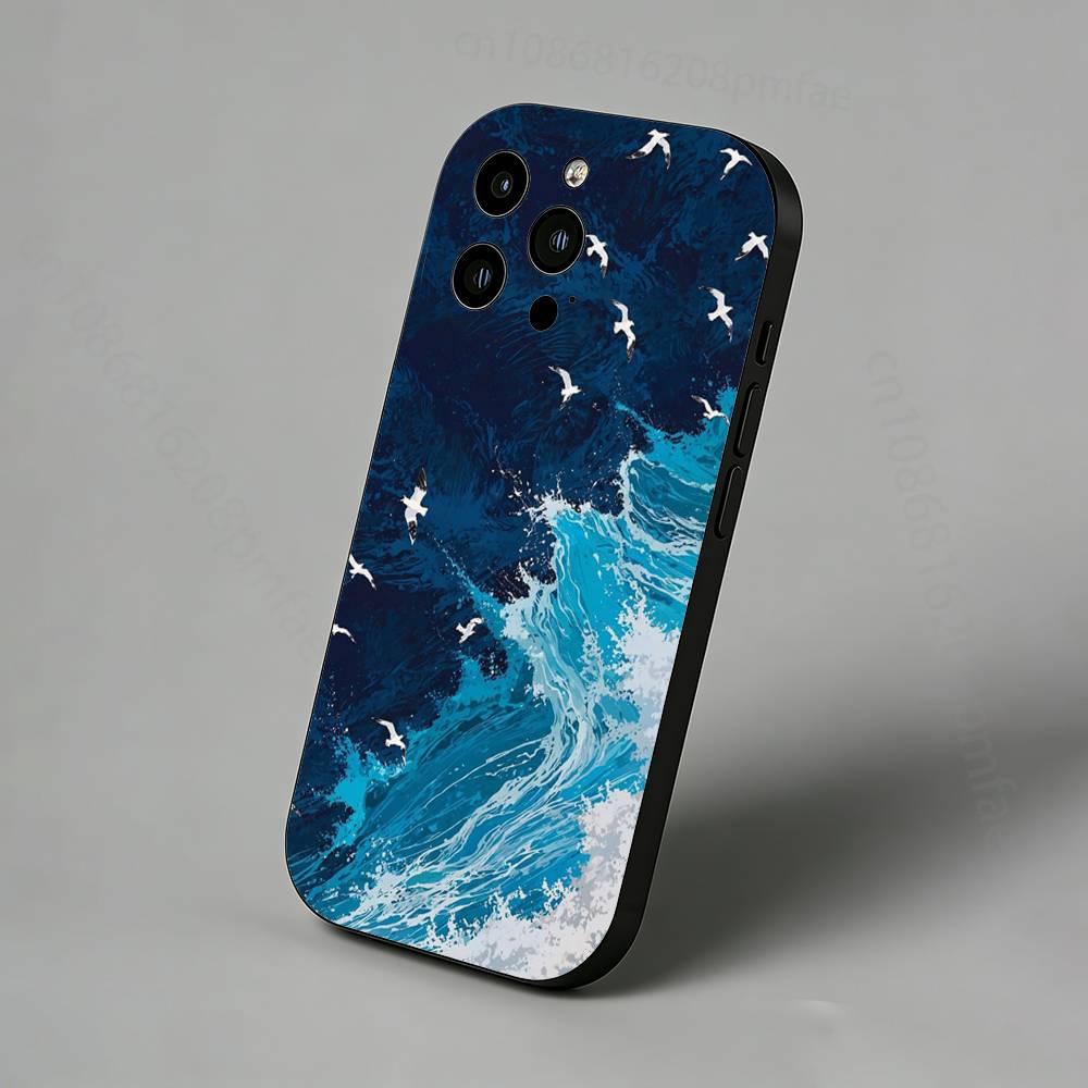 

Modern Art Wave iPhone Case For 17,16,15,14,13,12,11 Pro,Max,Plus,X,XS,XR,SE,Mini Back Protector Cover iPhone15promax