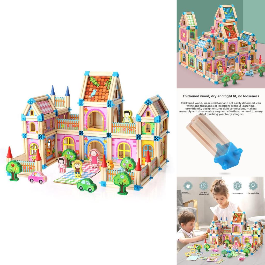 Wooden House Construction Free Assembly Of Building Blocks Children Toy Set For Creative Play And Learning