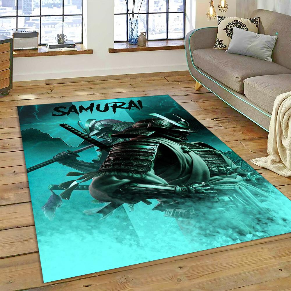 2025 New 3D Japanese Samurai Bushido Katana Cartoon Carpet Rug for Living Room Bedroom Home Sofa Decoration,Non-slip Floor Mat