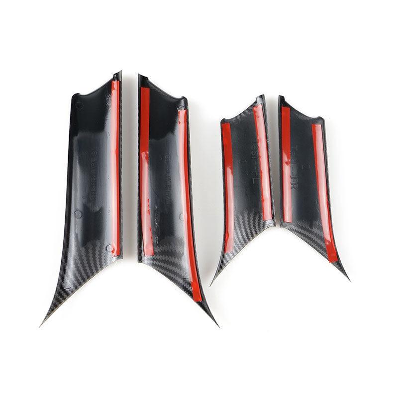 For Tesla Model 3 Y 2018- ABS Car Inner Front Rear Door Handle Armrest Cover Trim     Carbon Fiber Texture