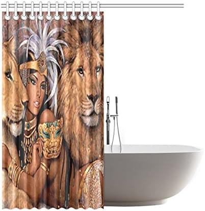 Sexy Leeuwinnen Douchegordijn Mooie Afrikaanse Vrouwen En Leeuw Dier Natuur Badkamer Decoratie Haken