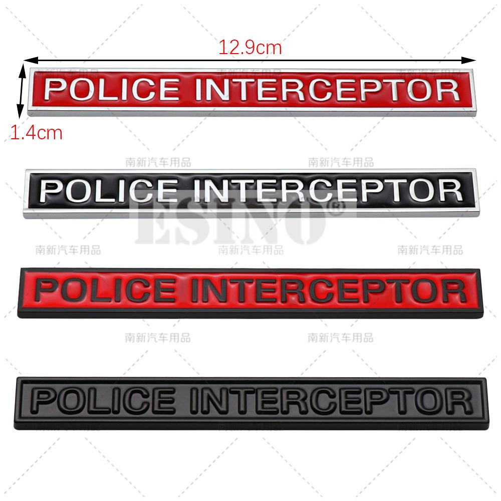 Car Styling 3D Police Interceptor Utility Metal Alloy Adhesive Emblem Rear Trunk Badge Fender Sticker Body Decal for Ford Dodge