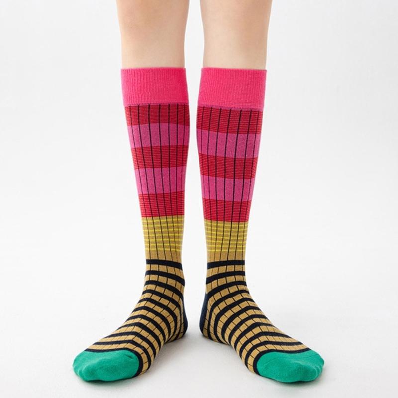 Damen Kniestrümpfe, Modische Gestreifte Strümpfe Cosplay Oberschenkelhohe Strümpfe Schlauchsocken Gestreifte Lange Stiefelsocken