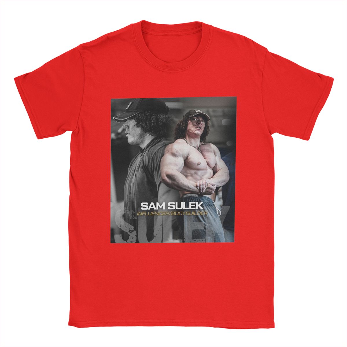 Humorous Sam Sulek Hosstile Athlete T-Shirts Men Round Collar Pure Cotton T Shirt Short Sleeve Tees Printed Tops S