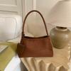 Fashiable Solid Faux Suede Sewing Thread Sweet Shoulder Bags 2026 High Quality Sense of Luxury Retro Youth Handbags for Women