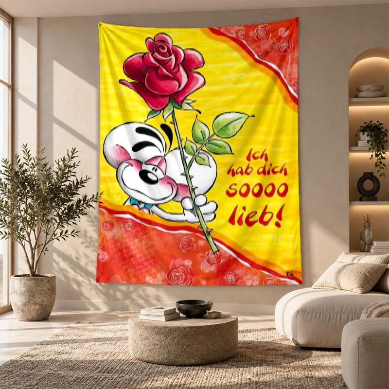 Decorative Tapestry,Diddl Printed Wall Art, Lightweight Wall Hanging For Bedroom Background