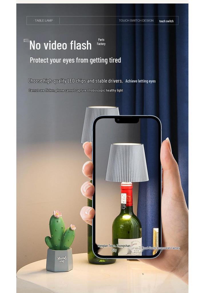 Rechargeable Wine Bottle Desk Lamp - Touch-Control Small Night Light for Bar, Restaurant & Home Decor