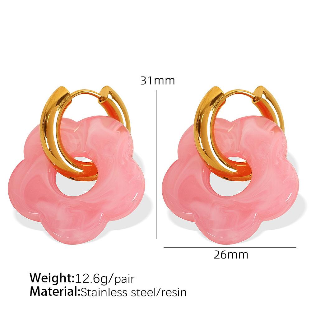 Dopamine Flower Ear Buckle Earrings Titanium Steel Stylish Simple Camellia Earrings Pastoral Jewelry