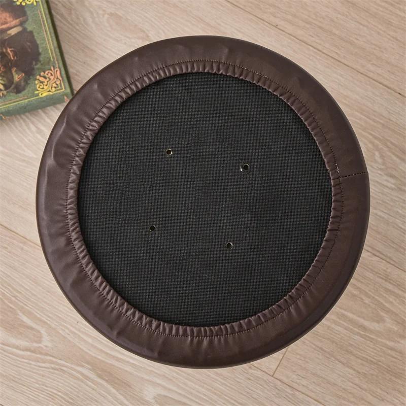1Pc Waterproof Round Stool Cover Stretch Pu Leather Bar Stool Covers All Inclusive Rotating Chair Seat Slipcover Home El
