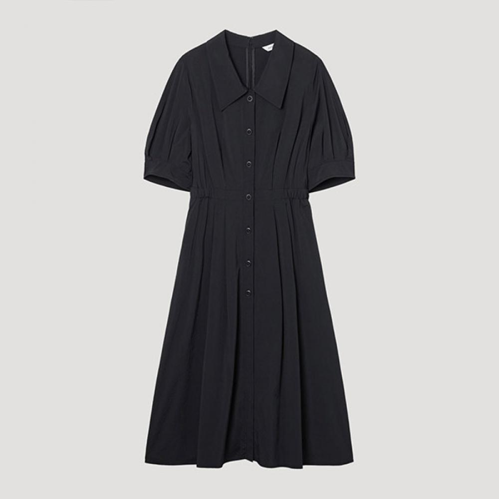 

[She S miSS] Standard Collar Shirring Long dreSS Swwopp22170 Dn DARK NAVY/55