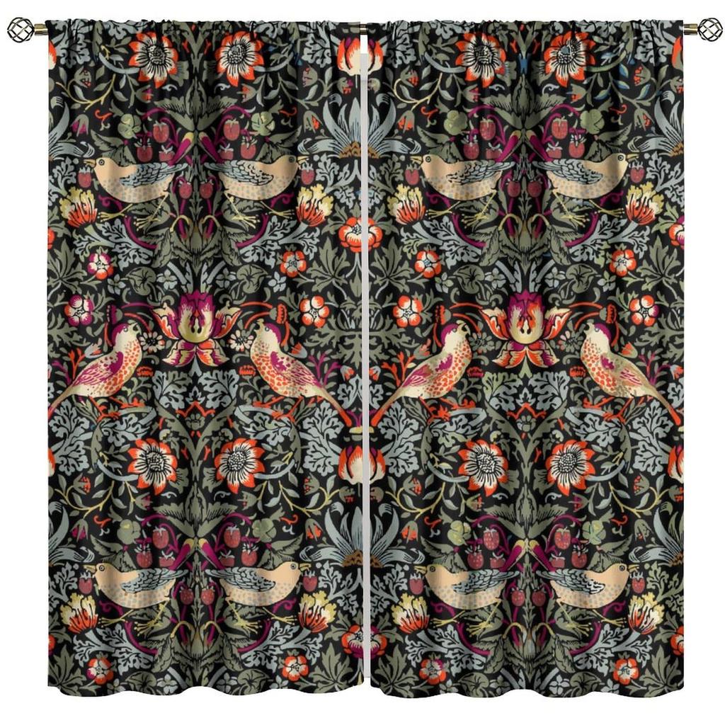Tenda Retro Finestre William Morris con Motivo Botanico, Tenda Oscurante William Morris Arte Floreale 2 Pannelli