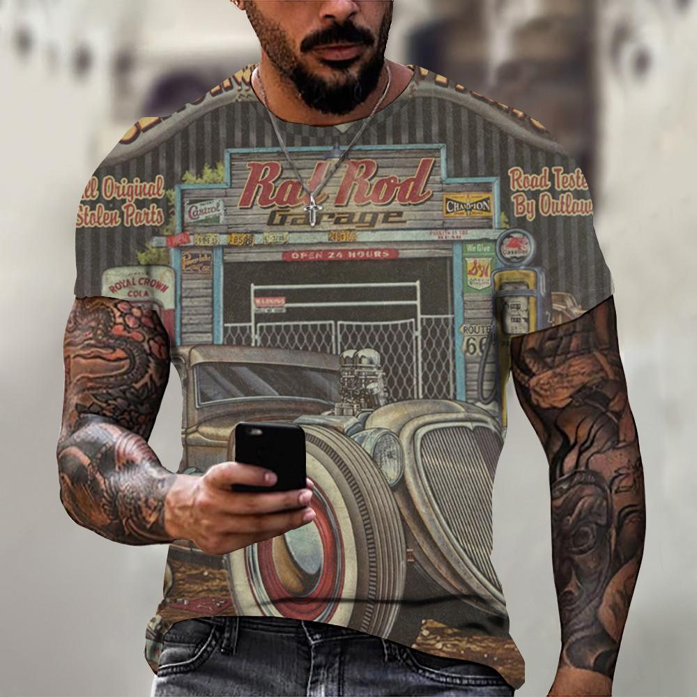 Vintage Motorcykel T-shirt För Män 3D Racing Girl Kortärmad Toppar Street Herr Biker T-shirt Oversized T-shirt Kläder