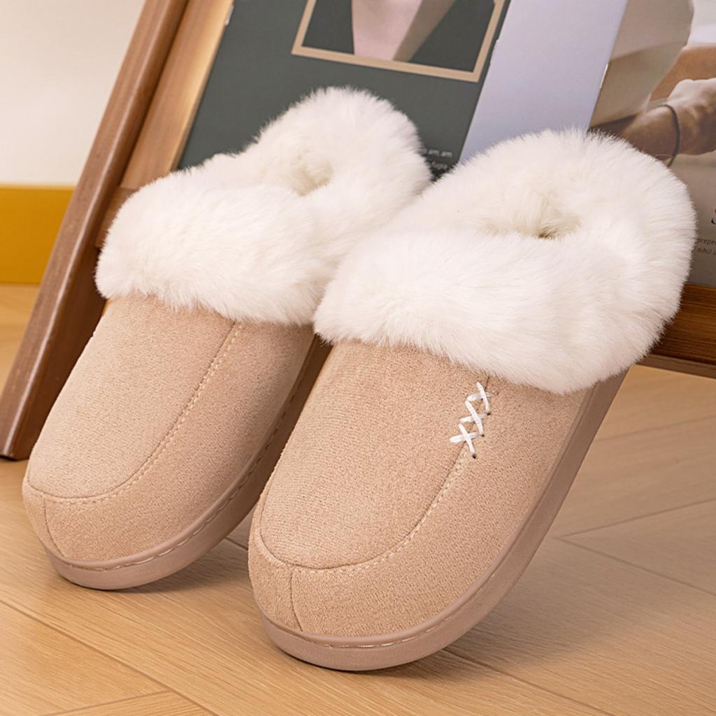 Hairy Slippers for Women, Winter New Style, Warm and Comfortable Home Slippers with Thick Cotton and Velvet Added