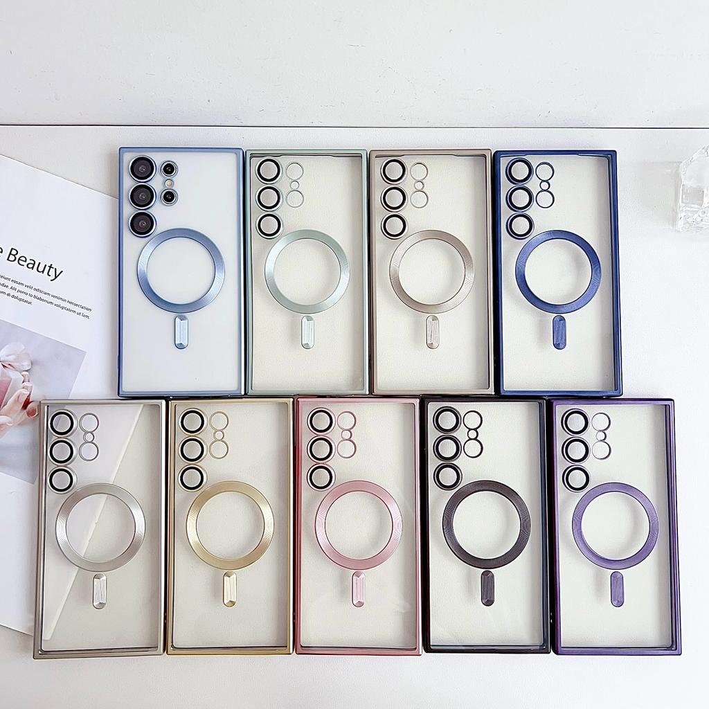 Luxury Plating For Magsafe Magnetic Wireless Charging Case For Samsung Galaxy S25 S24 S23 S22 S21 FE Plus Note 10 20 Ultra Cover