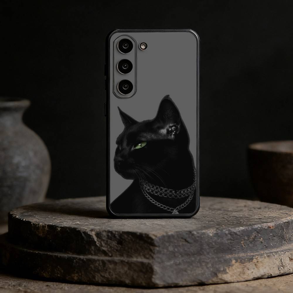 B-Black C-Cat Phone Case For Samsung Galaxy A91,80,73,72 ,71,53,52,32 ,31,22,21s,20,Soft Black Case