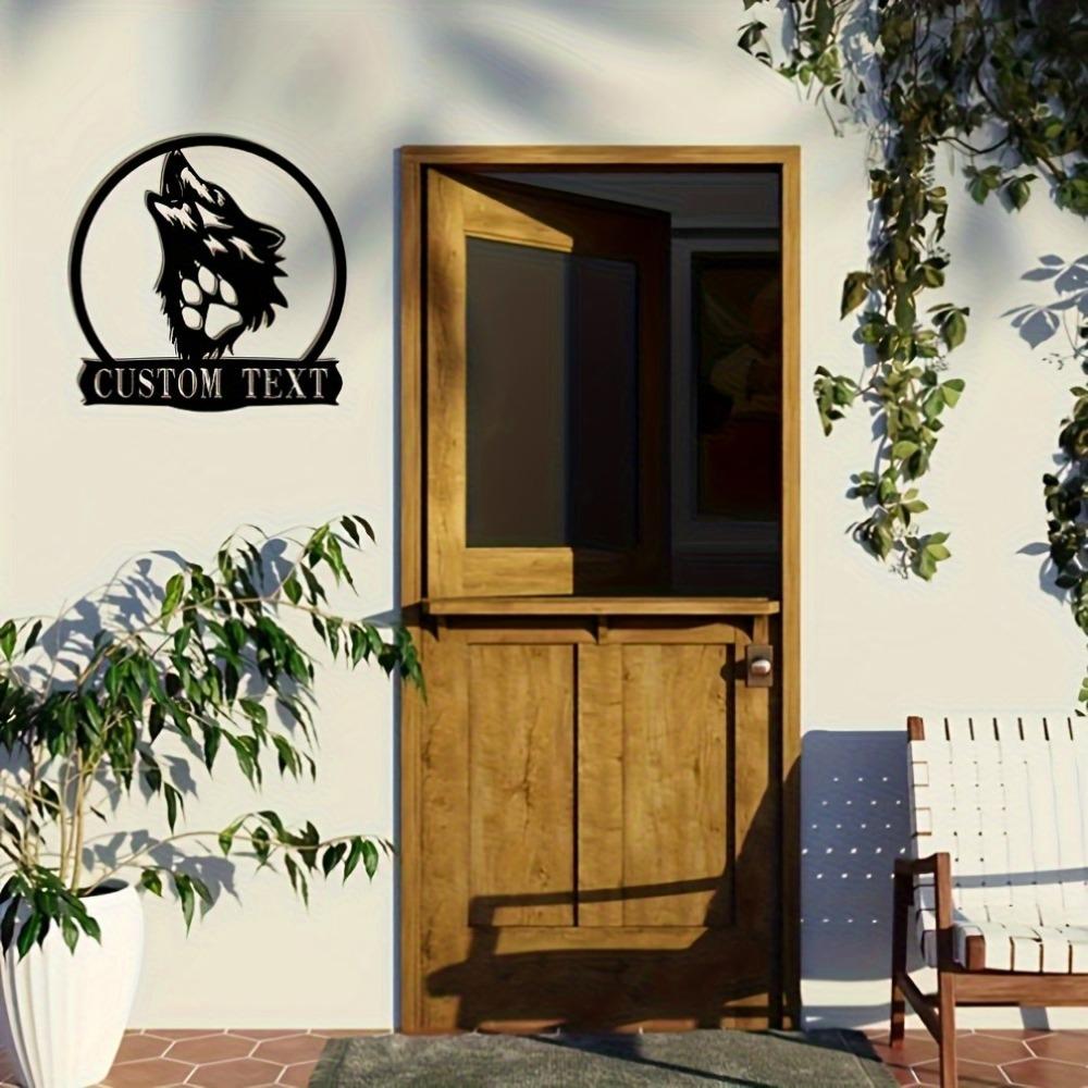 Custom Metal Wolf Head Wall Decor with Personalized Text - Indoor/Outdoor Sign for Home & Garden