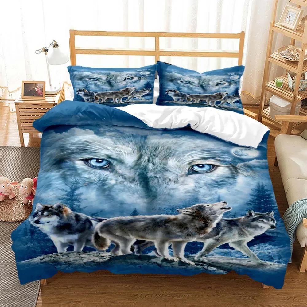Wolf Digitaldruck Bequemer Bettdeckenbezug Kissenbezug Bettwäscheset Kinder Schlafzimmer Dekoration Heimtextil