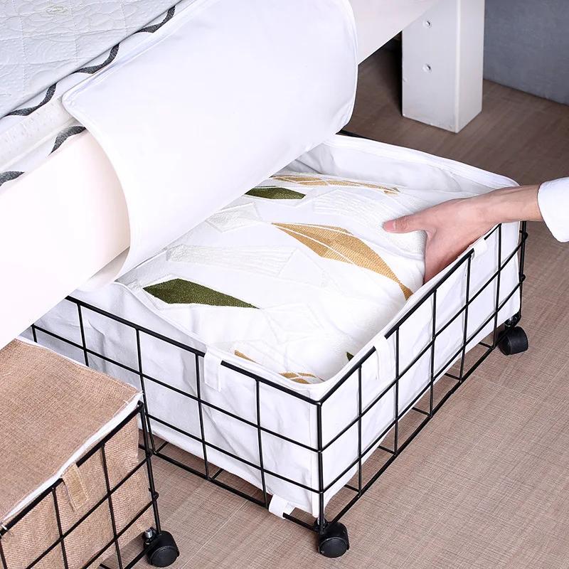 

Storage Drawers Simple Creative Clothes Organizer Home Quilt Bed Organizer Boxes Large Iron Art Sundries Toy Bed Bottom кофейный