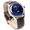 The STAC 36mm Antique Retro Wristwatch for Men and Moon Phase Arabic with Blue Brown Japanese-made Women, (ST-MF001)
