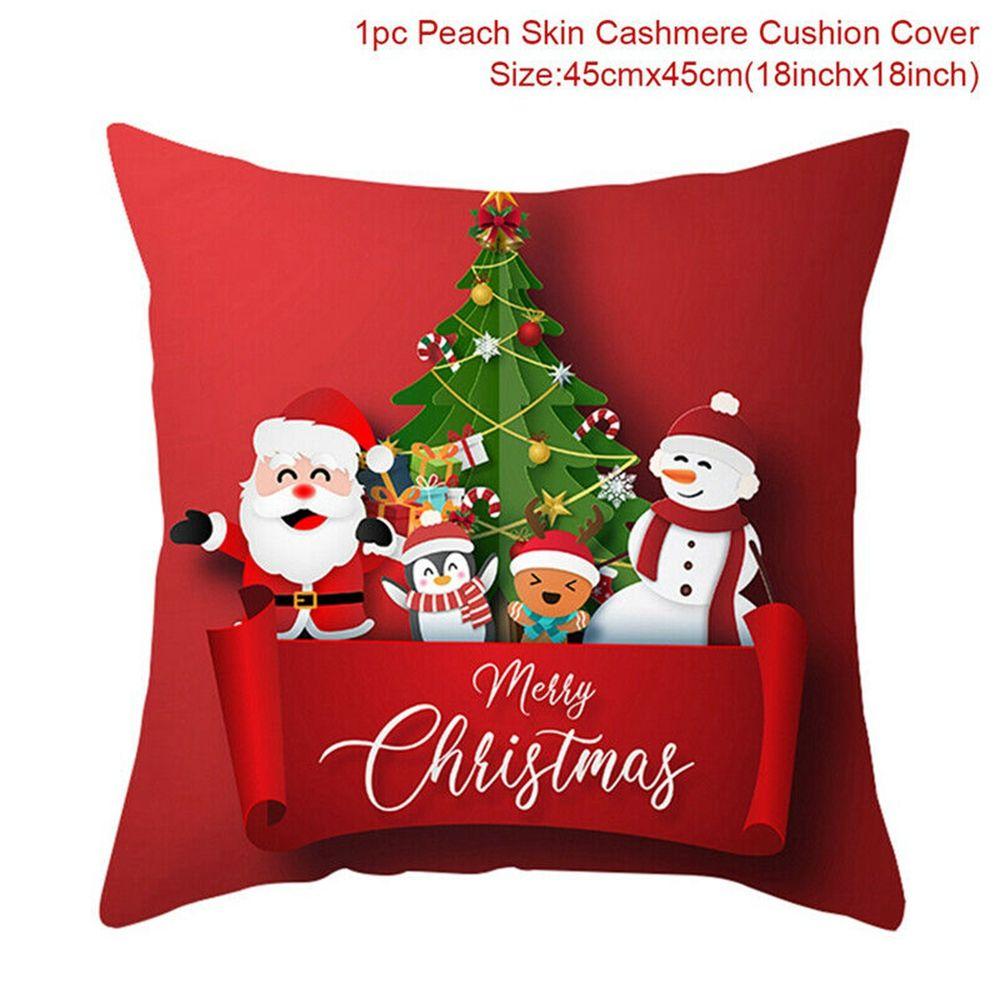 Home Red Sofa Christmas Pillow Case Cotton Linen Cushion Cover Decor