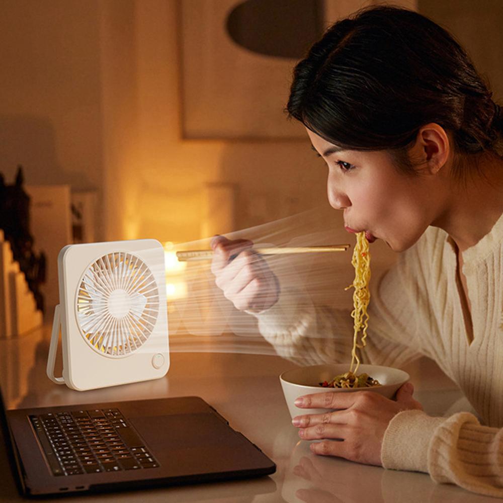 W70 Ultra Thin Desktop Mini Fan USB Charging 3 Speeds Cooling Fan with Foldable Stand