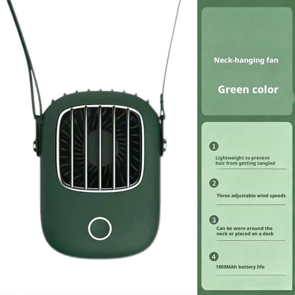 Hanging Neck Mini Fan Hands-free Silent Small Cooling Fan Adjustable Wind Speed Lightweight Personal Fan For Student Office