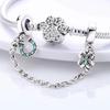 New 925 Silver Safety Chain Moon Flower Star Dangle Charm Fit Original DIY Bracelet For Women Girl Jewelry