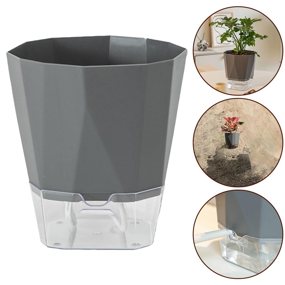 Transparent Double Layer Plastic Flower Pot Self Watering Flowerpot Cotton Rope Watering Plant Pot For Balcony Tabletop