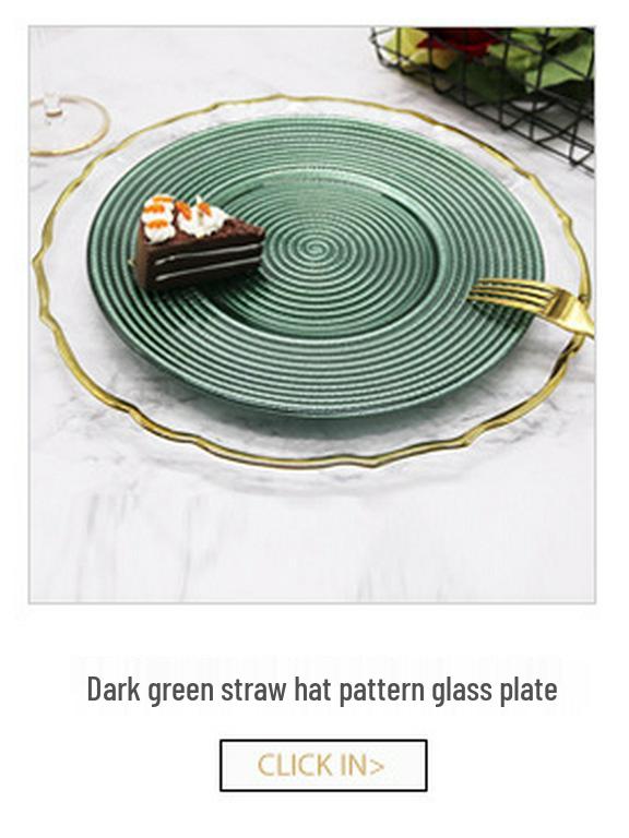 Nordic Style Golden Beaded Glass Fruit Plate - Round and Elegant for Banquets